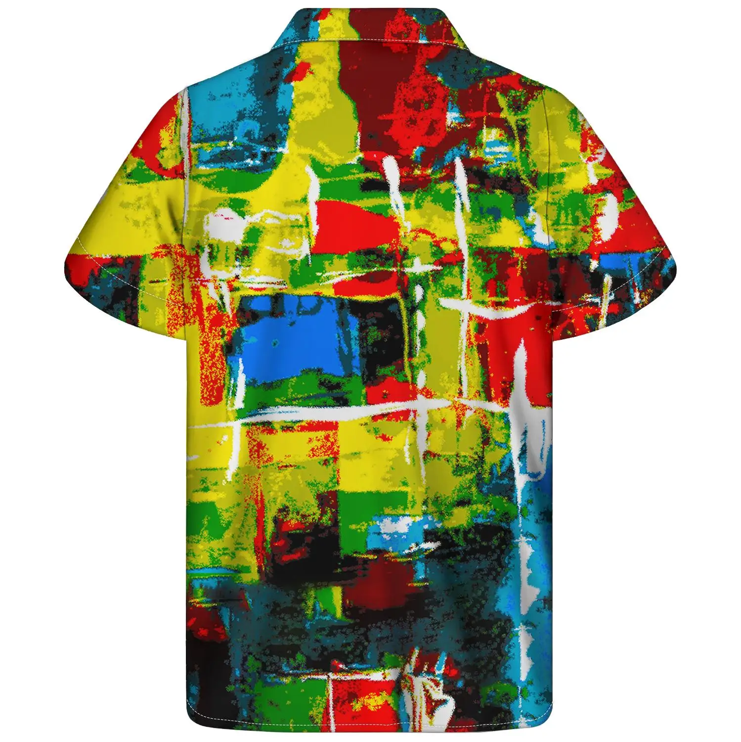 

Thikin Wholesale New Outdoor Abstract Oil Painting Printing Summer Beach Men Casual High Quality Colorful Hawaiian Shirt 2020