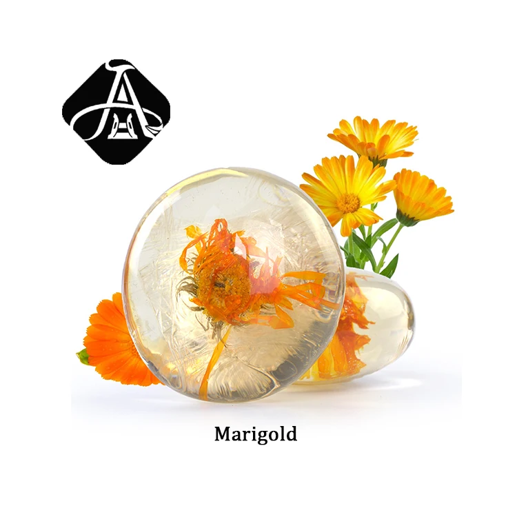 

AH Private Label Soap Moisturizing Whitening Amino Acid Marigold Soap Bar with Flowers