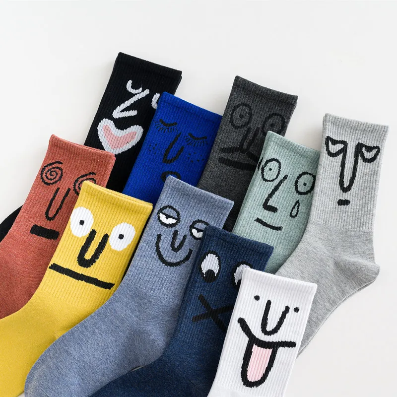 

Custom smiling face Cotton Socks Fashion cute knit funny sock in bulk, Custom color