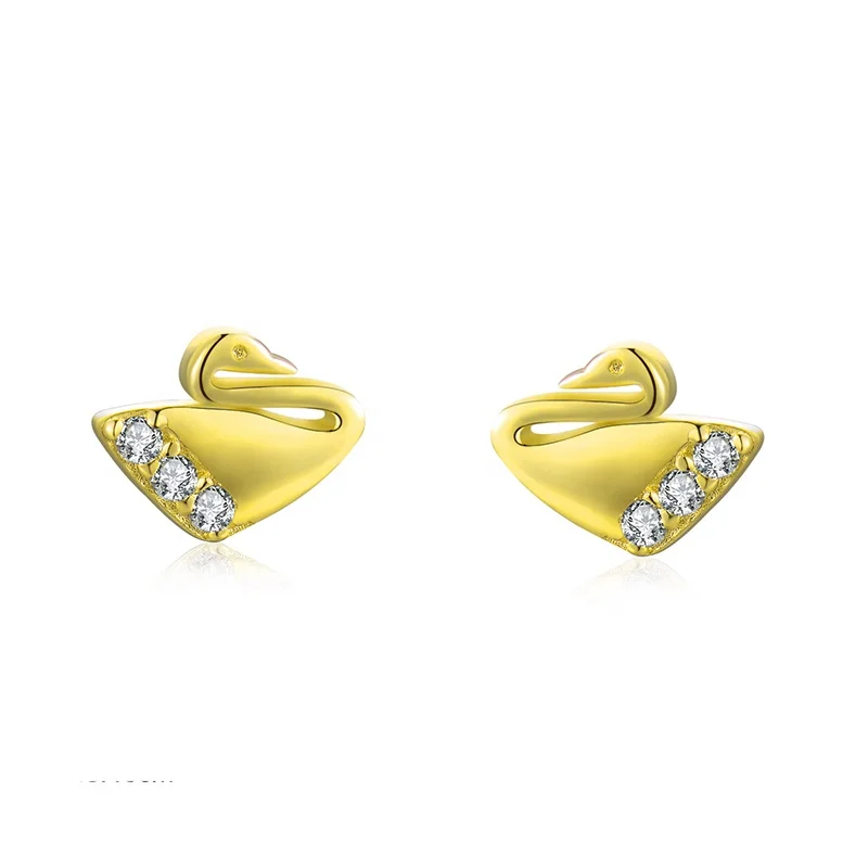 

GZ8-057 Wholesale minimalist 18k gold plated earring sterling silver bird earrings