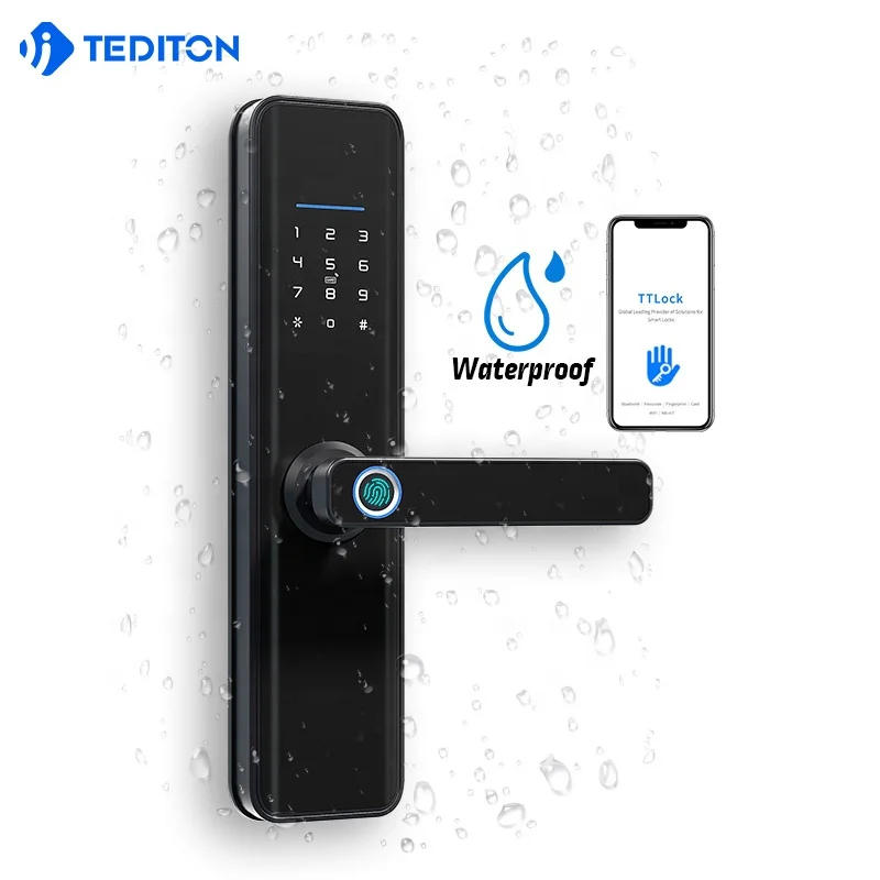 

Tediton Newest Smart Lock Style Waterproof Digital Passcode Rfid Card TTlock APP Fingerprint Smart Door Lock