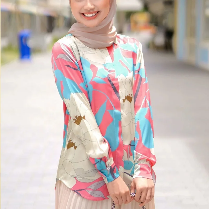 

Wholesale Beautiful Fashion New Design Polyester Fabric Printed Ladies Vintage Shirts, Picture color