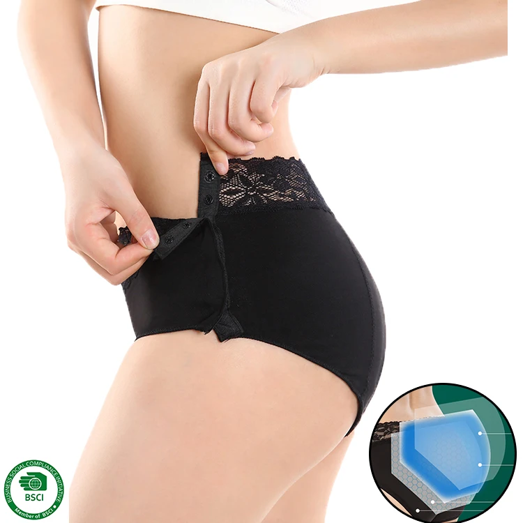 

Plus size women's underwear cotton maternity Incontinence panty 4 layer leak proof menstrual period panties