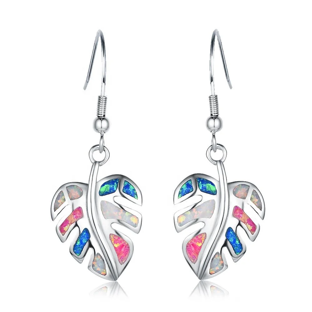 

European and American style high quality colorful leaf shape long earrings