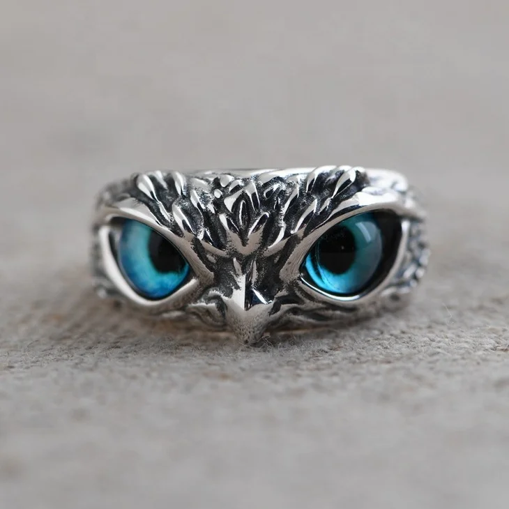 

S925 Silver Vintage Earring Pendant Ornament Ring Wholesale Owl Rings