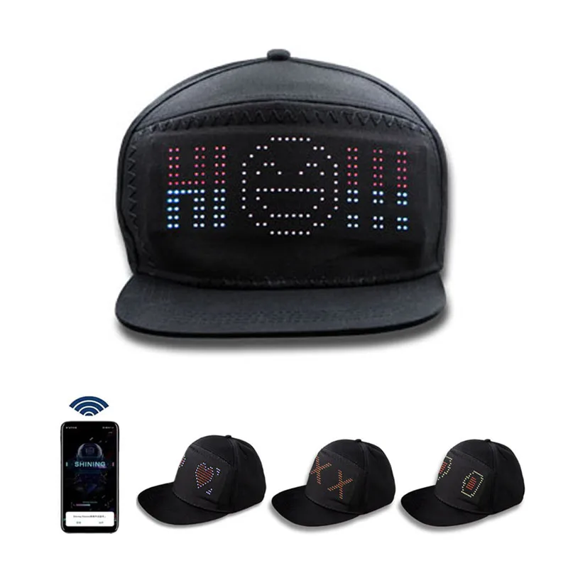 Led Glowing Baseball Cap App Programhat Light High Digital Scrolling Message Led Hat