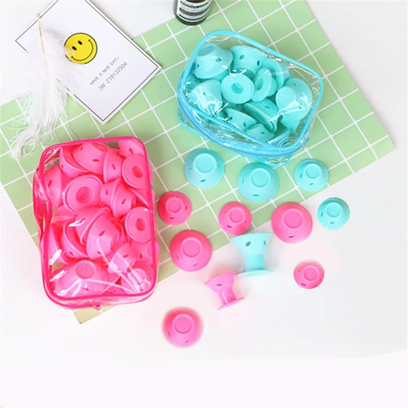 

OEM Magic Hair Rollers - DIY Curling Hair Styling Tool, Silicone Hair Curlers with Bag, Blue, pink