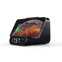 

6 in 1 alarm clock phone holder wireless charger wireless speaker power bank 4000mah