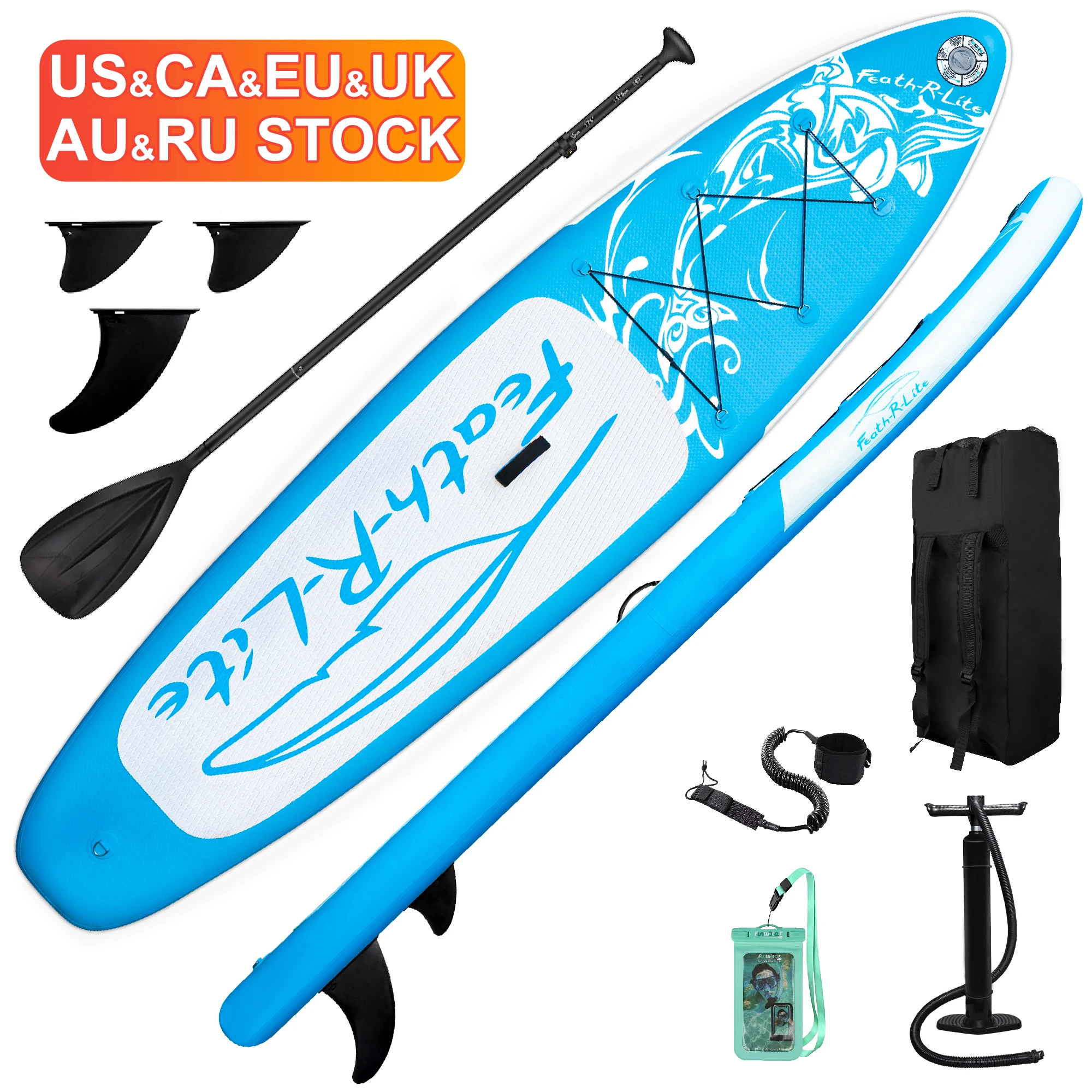 

FUNWATER Dropshipping OEM stand up inflatable sup fishing blue sup boards inflatable surfboard clear paddleboard