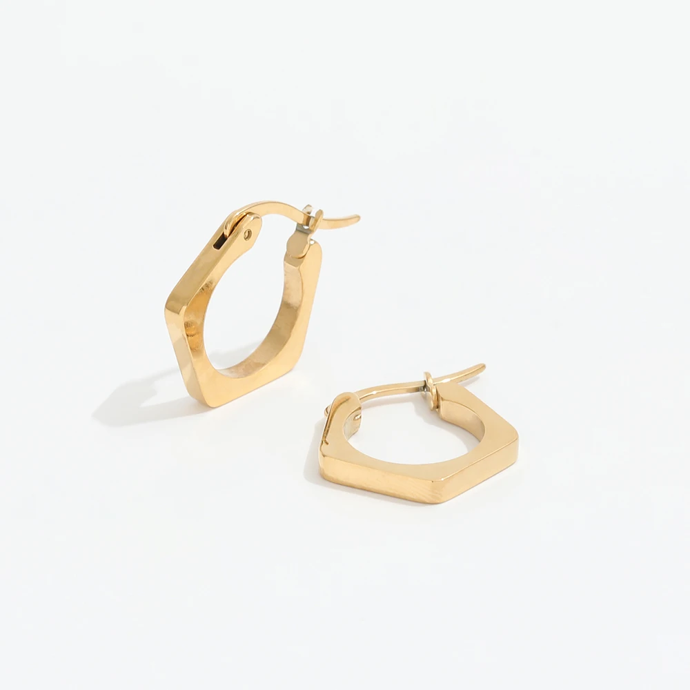 New Trendy Earring 18K Gold Plated Geometric  Hexagon Hoop Earrings for Women Fashion Jeelry Wholesale