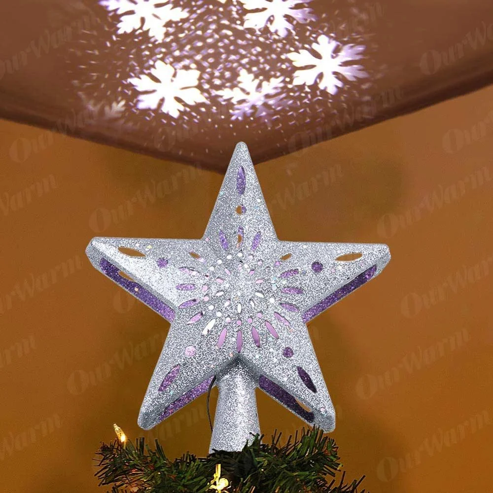 

Ourwarm Christmas Tree LED Star Tree Topper Decoration Xmas Treetop Star Decoration for Christmas home