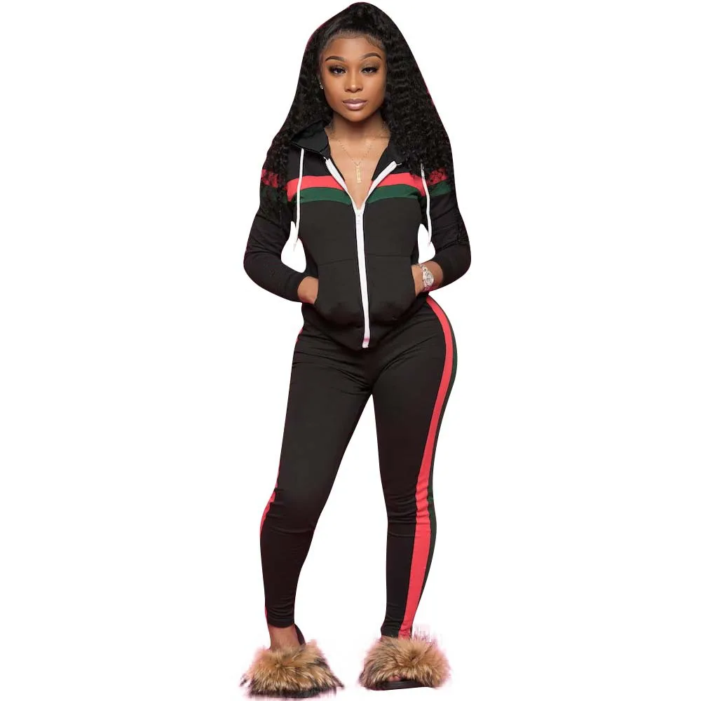 Wholesale Zip Crop Top Long Pants Sports Suit Two Piece Set Women Clothing Training Jogging Suit