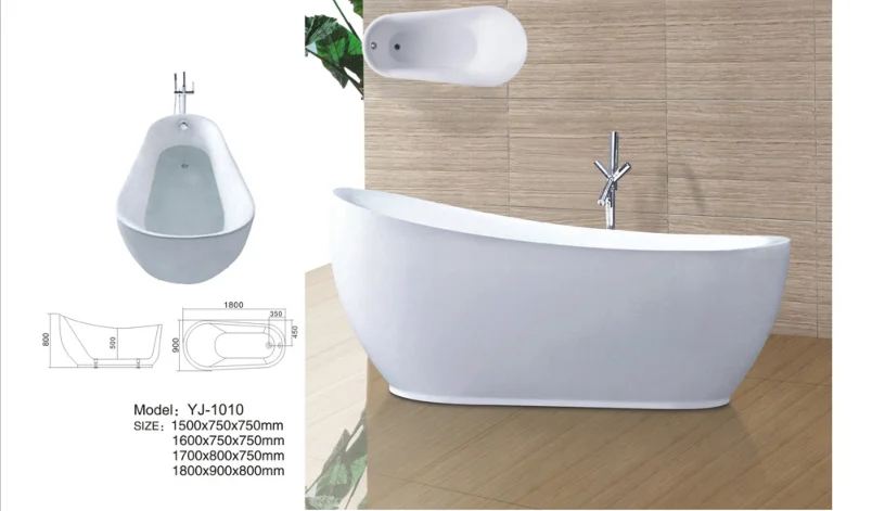 YJ1010 Indoor soaking jet acrylic freestanding modern whirlpool  bathtub