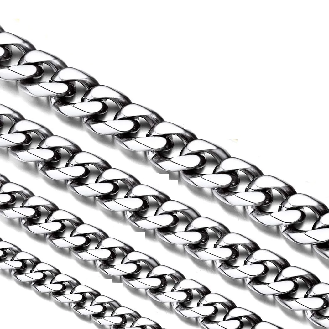 

3MM 5MM 7MM 13MM Stainless Steel Miami Cuban Link Chains Necklaces Silver For Men Women Basic Punk Chunky Jewelry Couple Gifts