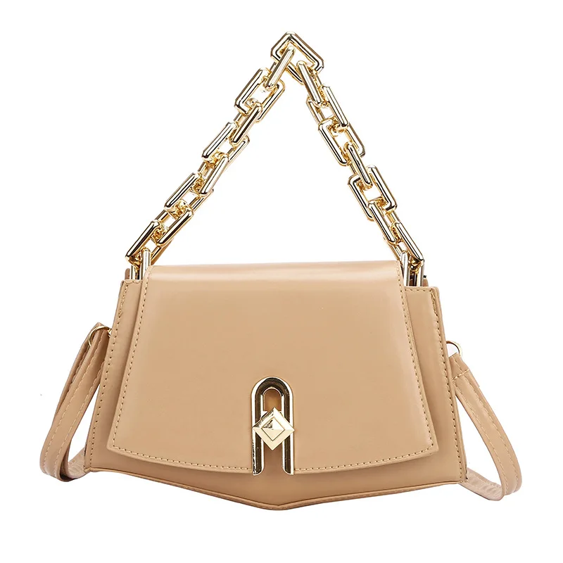 

Fashion Trend PU Leather Metal Chain Retro Handbag Casual Messenger Evening Bag Girls Daily Bag, Black, khaki, white, brown