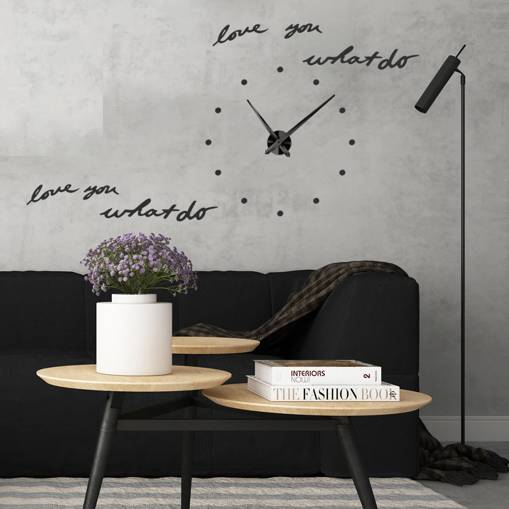 

Creative English Letters Large DIY 3D Wall Clock Home Decor Art Watch Mirror Sticker Clock