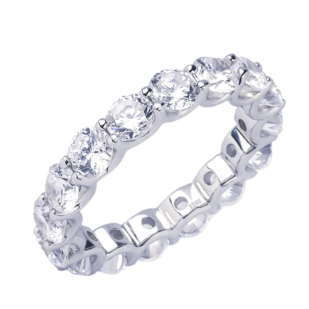 

KRKC 2021 trendy custom women jewelry iced out geometric diamond zircon stone CZ tennis 925 sterling silver ring for engagement