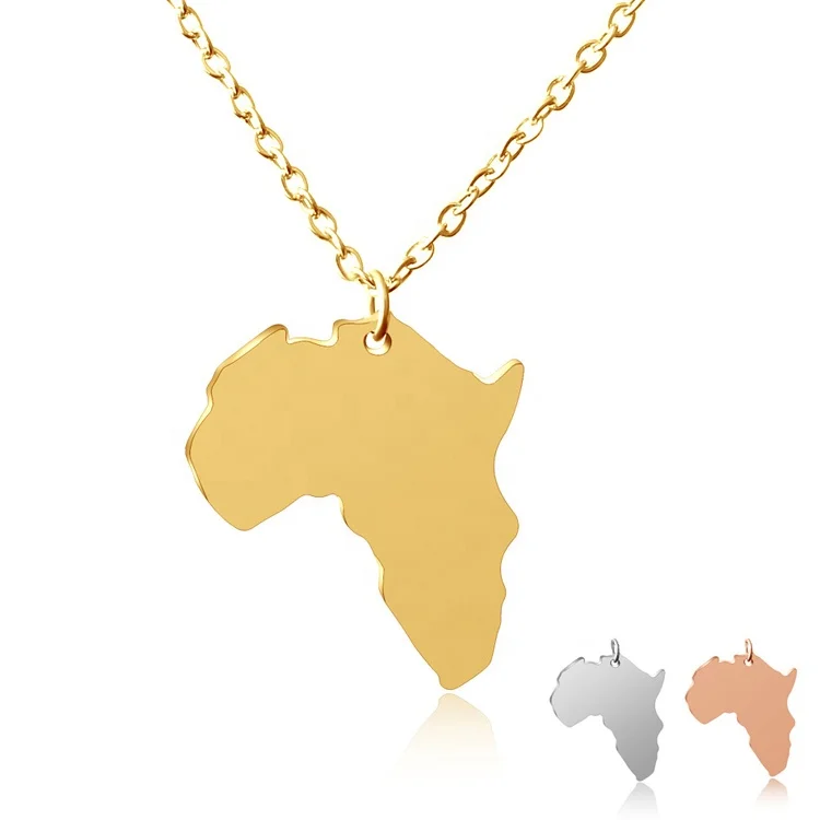 

Gold Plated Custom Necklace Personalized African Map Chain Necklace