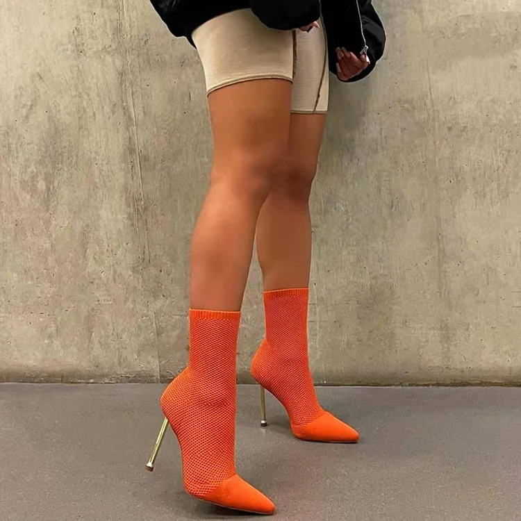 

Sexy Solid Colour Women Stiletto High Heels Fall Winter Fashion Lady Pointed Boots, Orange,apricot,black