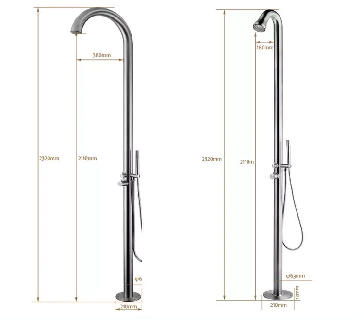 New Outdoor Shower Stainless Steel Brushed Pool  Shower facucet
