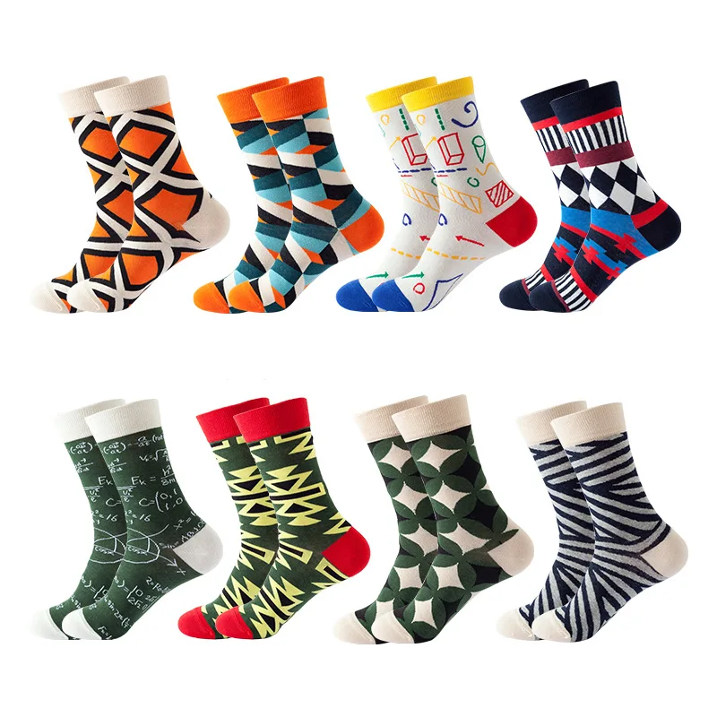 

Jingwen OEM Calcetines Felices Cotton Crew Happy Funny Crazied Colorful Socks For Men