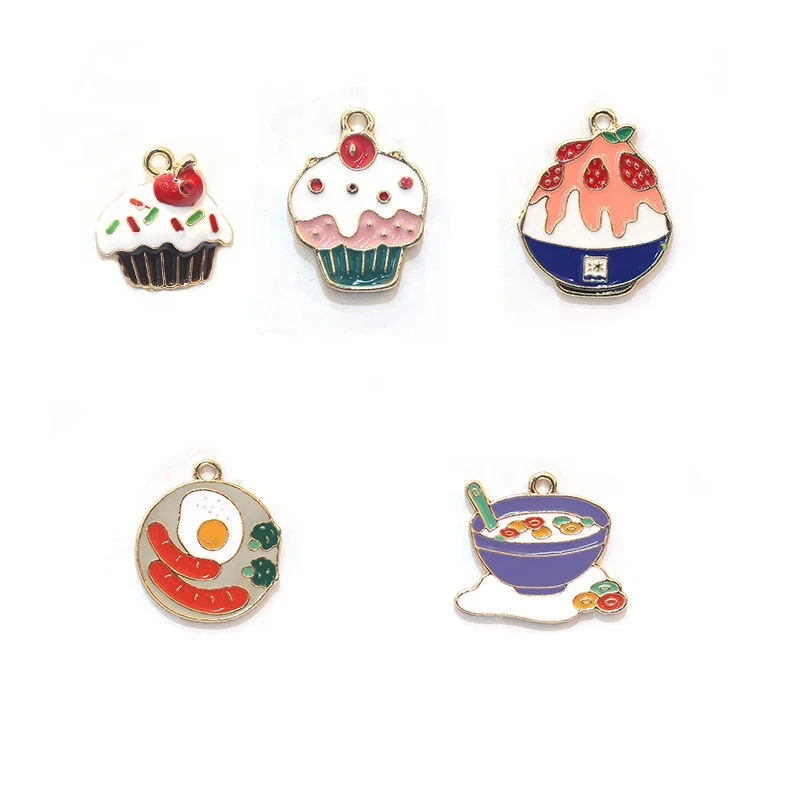 

Fashion DIY making jewelry Fried eggs hot dogs pendant strawberry ice cream pendant charms Handmade Cherry dessert charms, Picture show