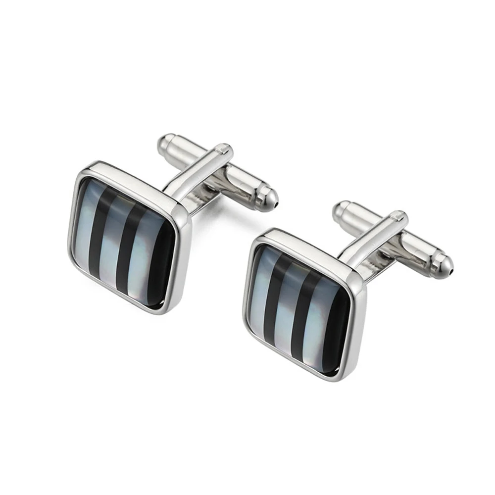 

New Items Silver Color Plated Wedding Cuff Links High Quality Semi-Precious Shell Stone French Shirt Cufflinks, Silver/gold/rose gold