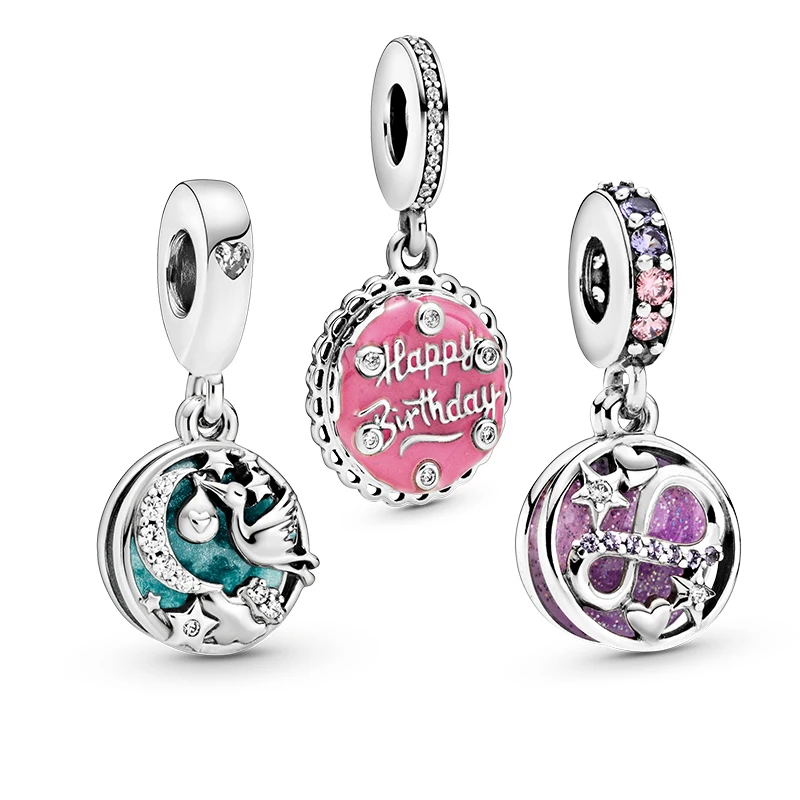 

2020 Pulsera Mujer Custom Logo Engraved 925 Sterling Silver Jewelry Infinity Heart Dangle Charms Pendants For DIY Bracelet