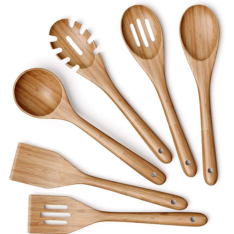 

Drop Shipping 6 Piece Kitchen Utensil Bamboo Spoon Spatula Mixing Kitchen Cooking Tool Sets