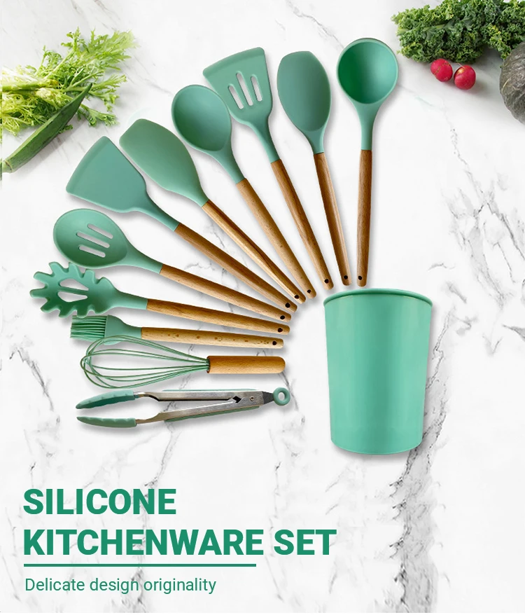 

Hot Selling Households 11 Pieces Kitchen Silicone Accessories Cooking Tools Utensils Set, Mix color
