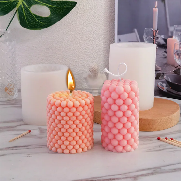 

2 Sizes Small Ball Pillar Candle Mold Pearl Aromatherapy Column Shape Wax Silicone Candle Mould