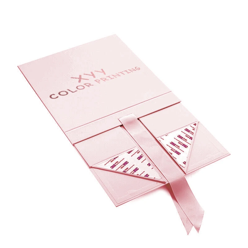 
High quality paper packaging Folding Magnet Gift box with Ribbon Closure 
