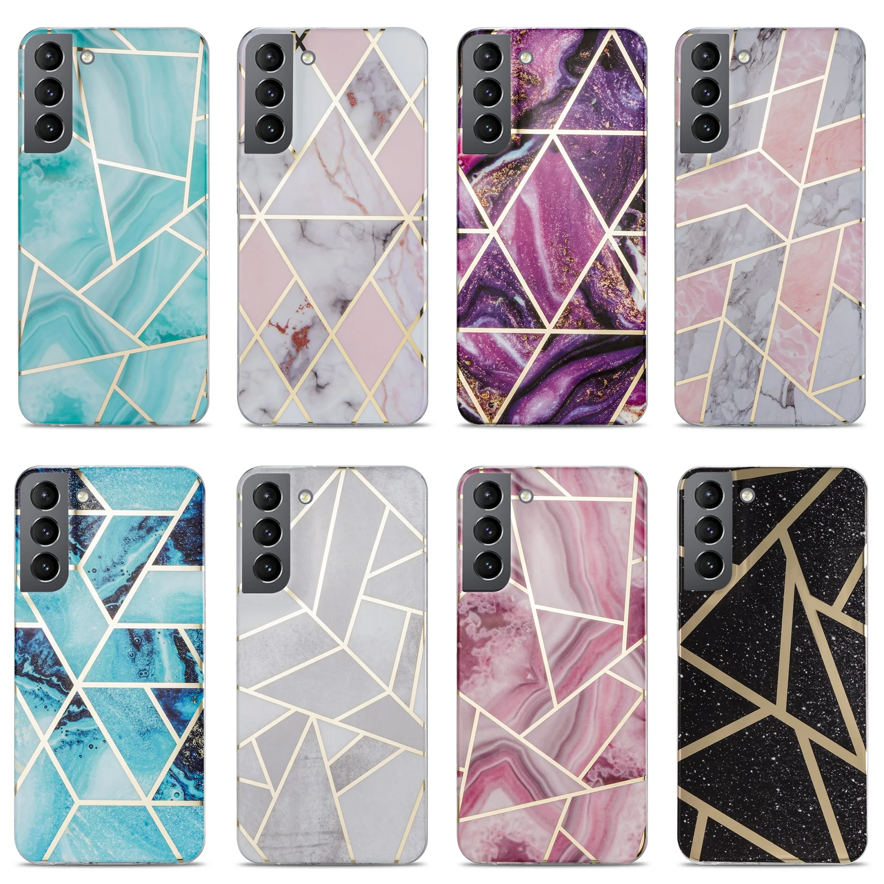 

IMD Printed Gold Luxury Cell Phone Cover For Samsung s20 s21 s22 ultra plus Geometric Stripe Marble Phone Case