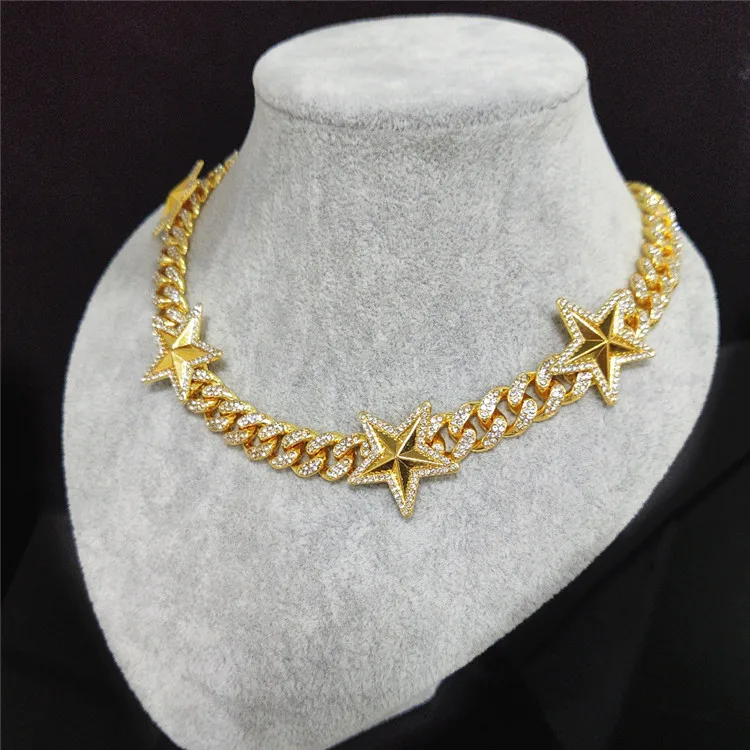

European and American hot sale micro-inlaid necklace men and women same style clavicle chain popular jewelry, Silver, gold