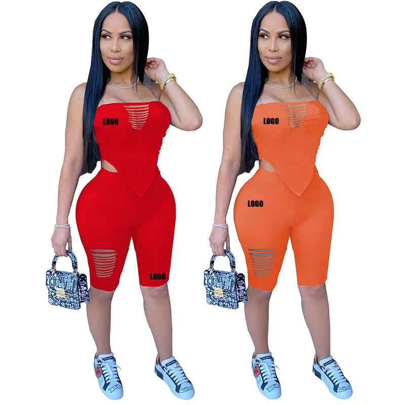 

Free Shipping Latest Design 5 Color Plain Color Hot Shorts And Sleeveless Crop Top Summer Sexy Two Piece Set Women Clothing, Customized color