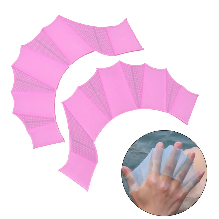 

Hot Sales Custom Flippers Palm Finger Webbed Silicone Girdles Swimming Hand Fins, Yellow ,blue ,pink or according to your request ,