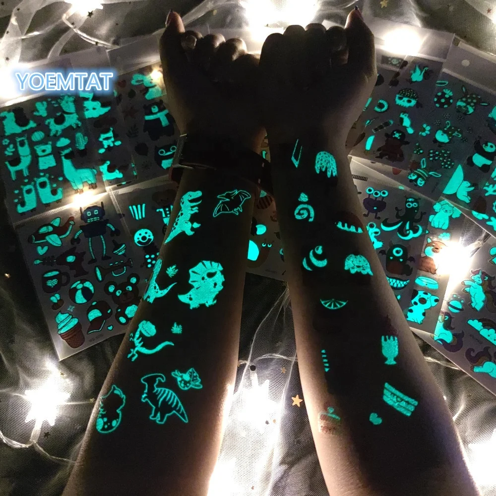 

New Arrivals mild kids fluorescence waterproof temporary glitter tattoos sticker, Cmyk