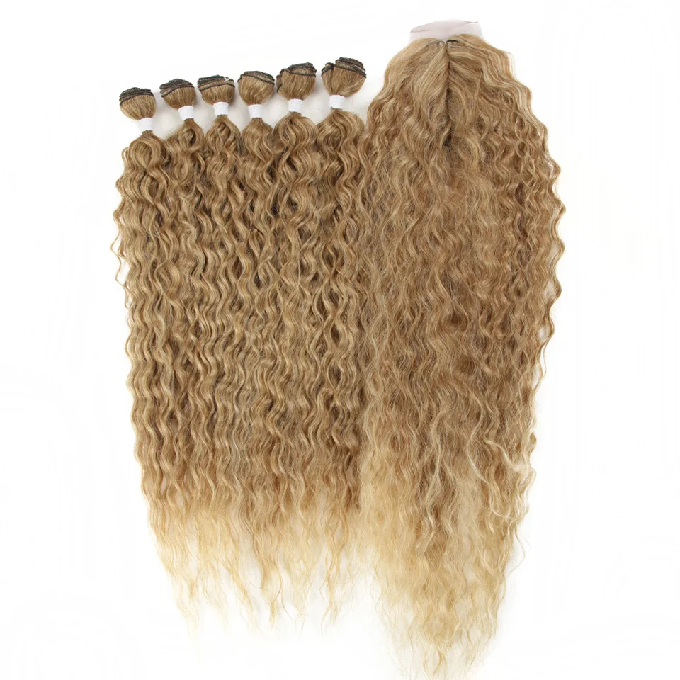 

Best Selling In Russia Afro Kinky Curly Hair Bundles With Closure Synthetic Weave Hair Synthetic Hair Extension, Pic showed