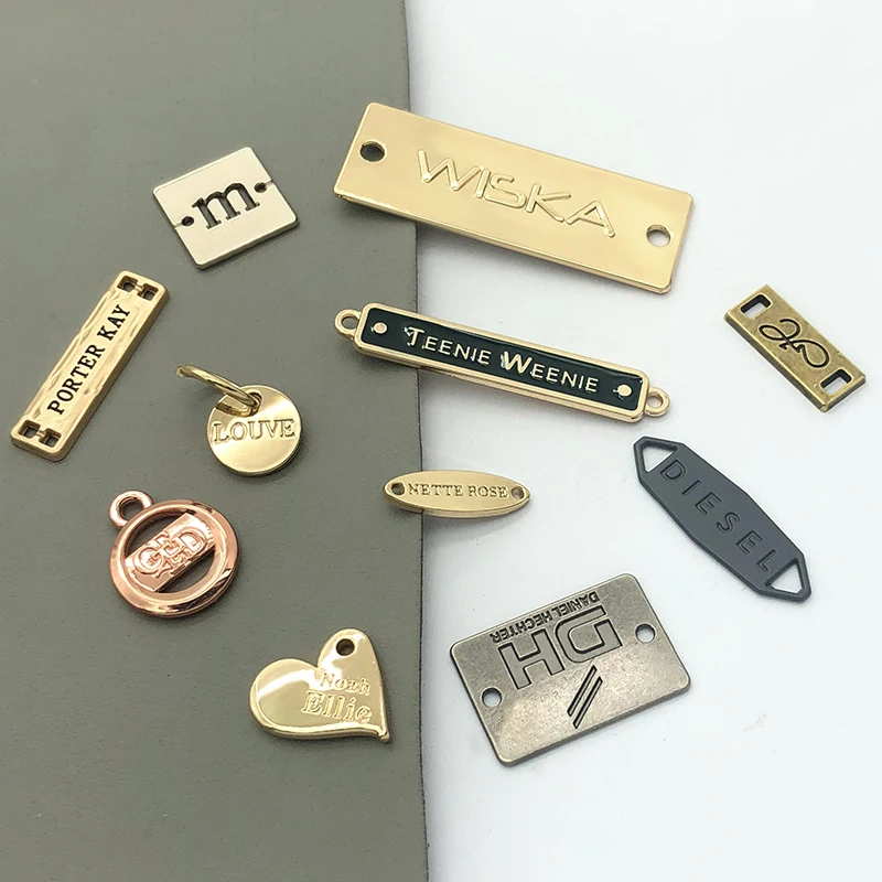 Supplier Wholesale Clothing Accessory Custom Engraved Brand logo Sew Metal Tag for Garments / Swimwear