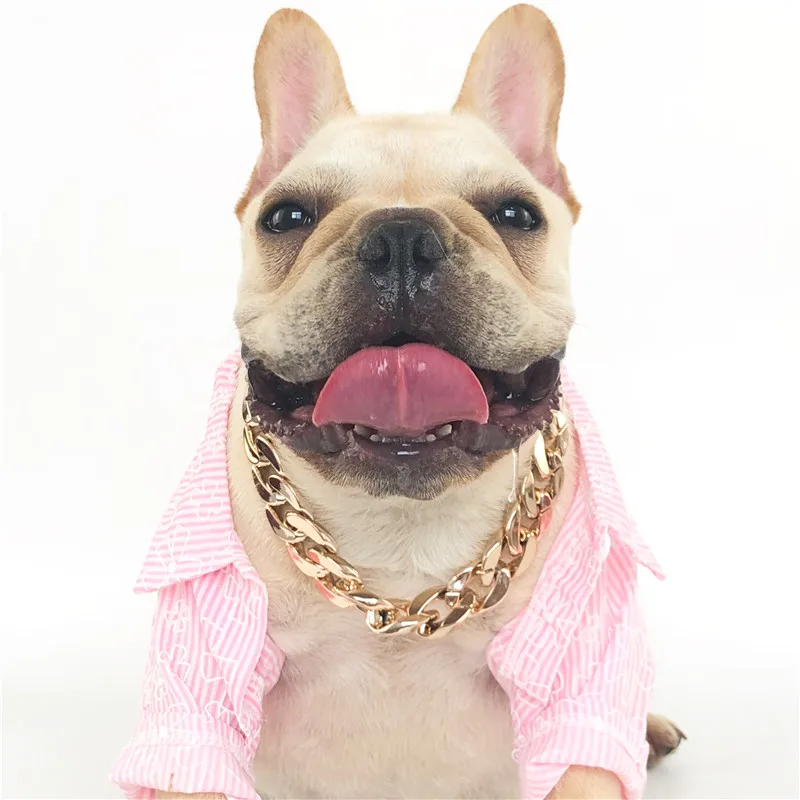 

Wholesale Pet Dog Cat Chain Collar Puppy Necklace Personalized Bulldogs Bully Gold Chain Powerful Plastic for Dogs Jewelry, 4 colors for available