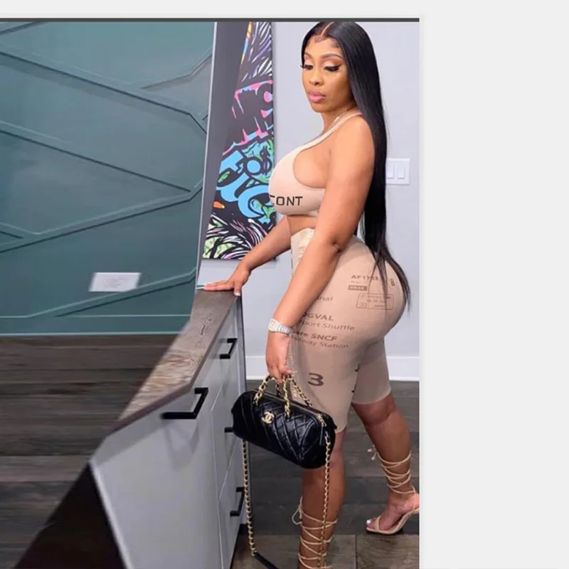 

S-L Summer tracksuit womens see through clothing two piece short sets women 2021