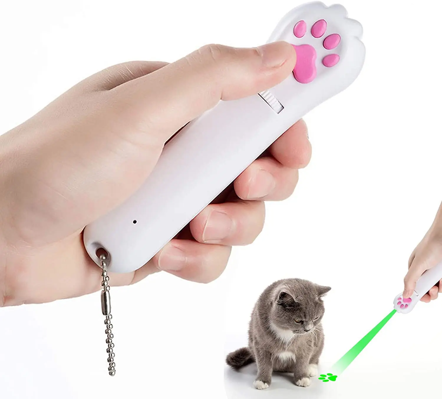 

7 in 1 Cat laser pointer USB recharge cat laser toy LED Red Dot Laser Pointer Interactive Cat Chaser Toy with Patterns and UV, White/pink/black/yellow