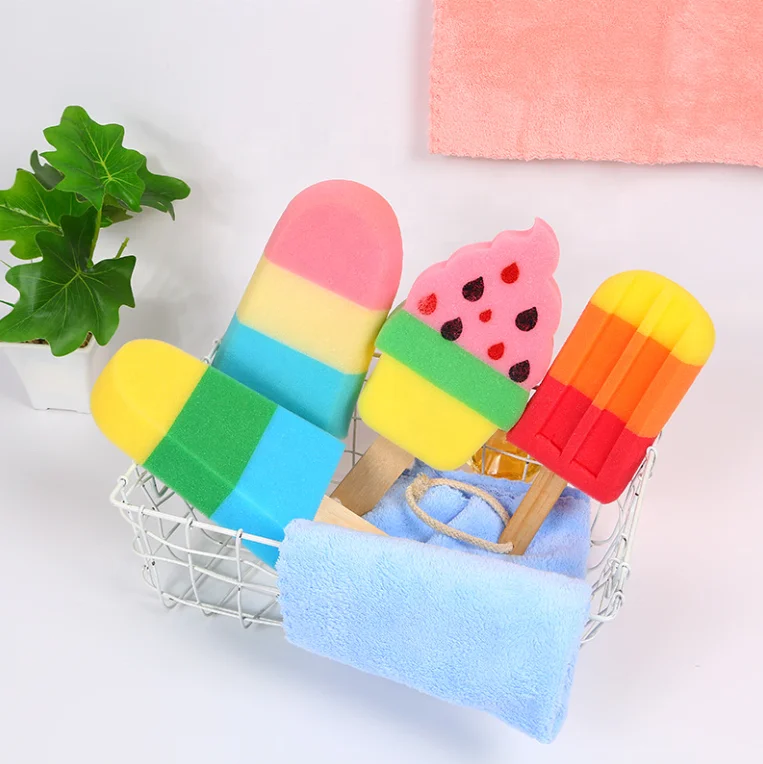 

Cartoon ice cream stick ice sponge brush household hanging kitchen cleaning sponge cup brush wholesale