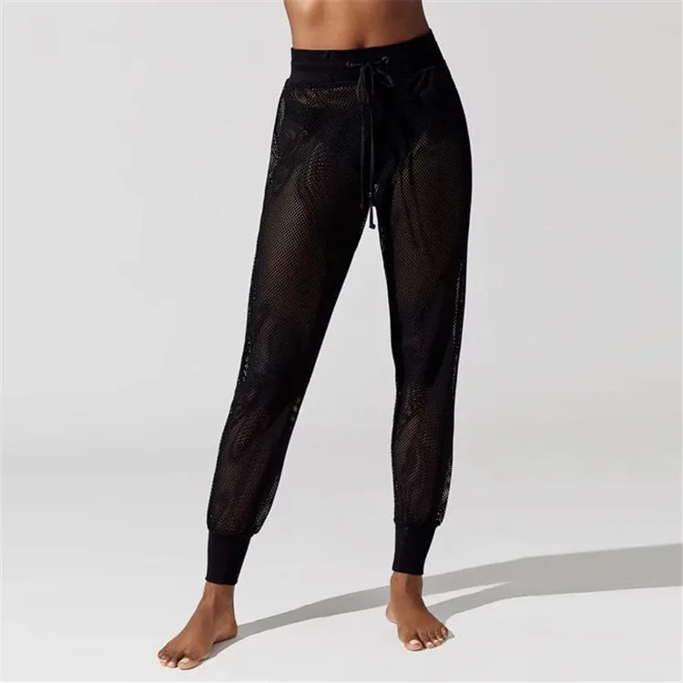 Black Sheering Mesh Beach Jogger Sexy 