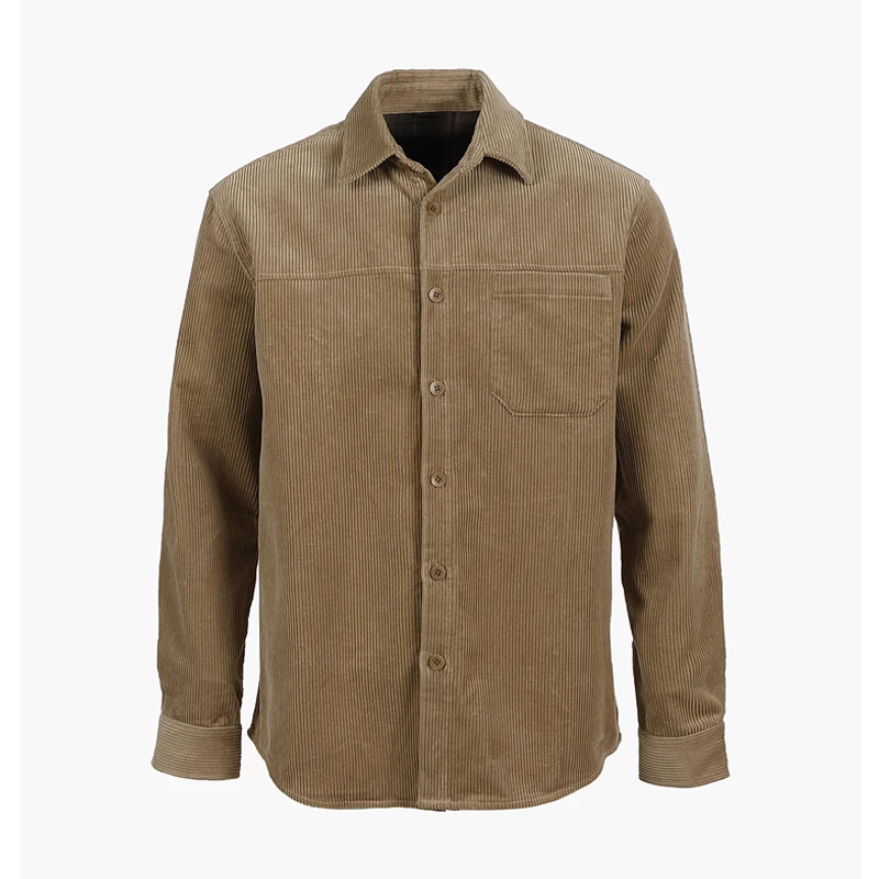 

OEM Customized Men's Clothing Long Sleeve Solid Color Corduroy Casual Shirts