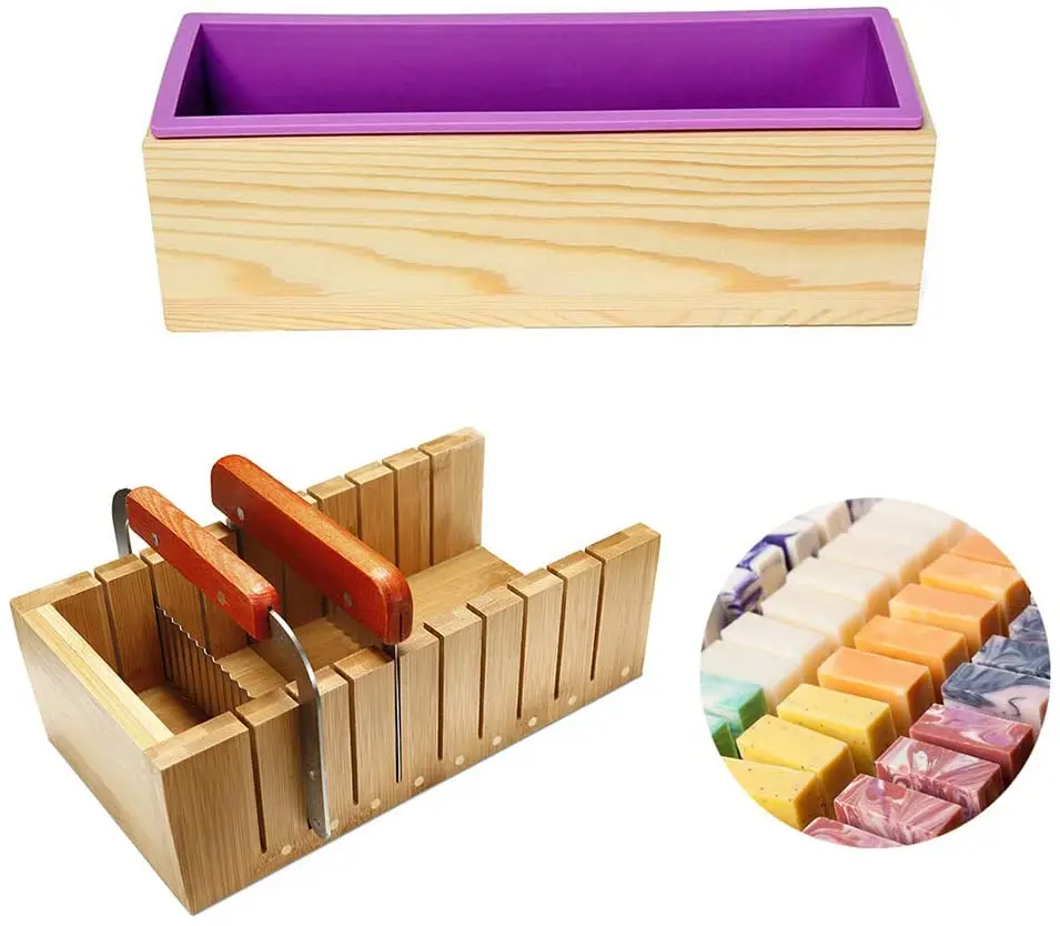 

Amazon Hot Selling Soap Making Molds Kits with Adjustable Wooden Soap Cutter and Stainless Steel Soap Cutter, Custom color
