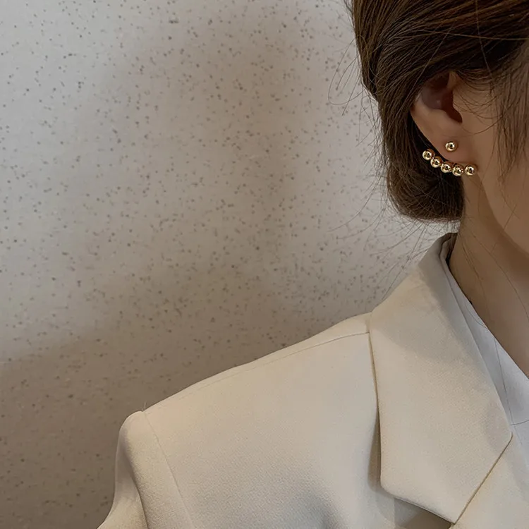 

Back Hanging Gold Bean Earrings For Woman Korean Fashion Jewelry