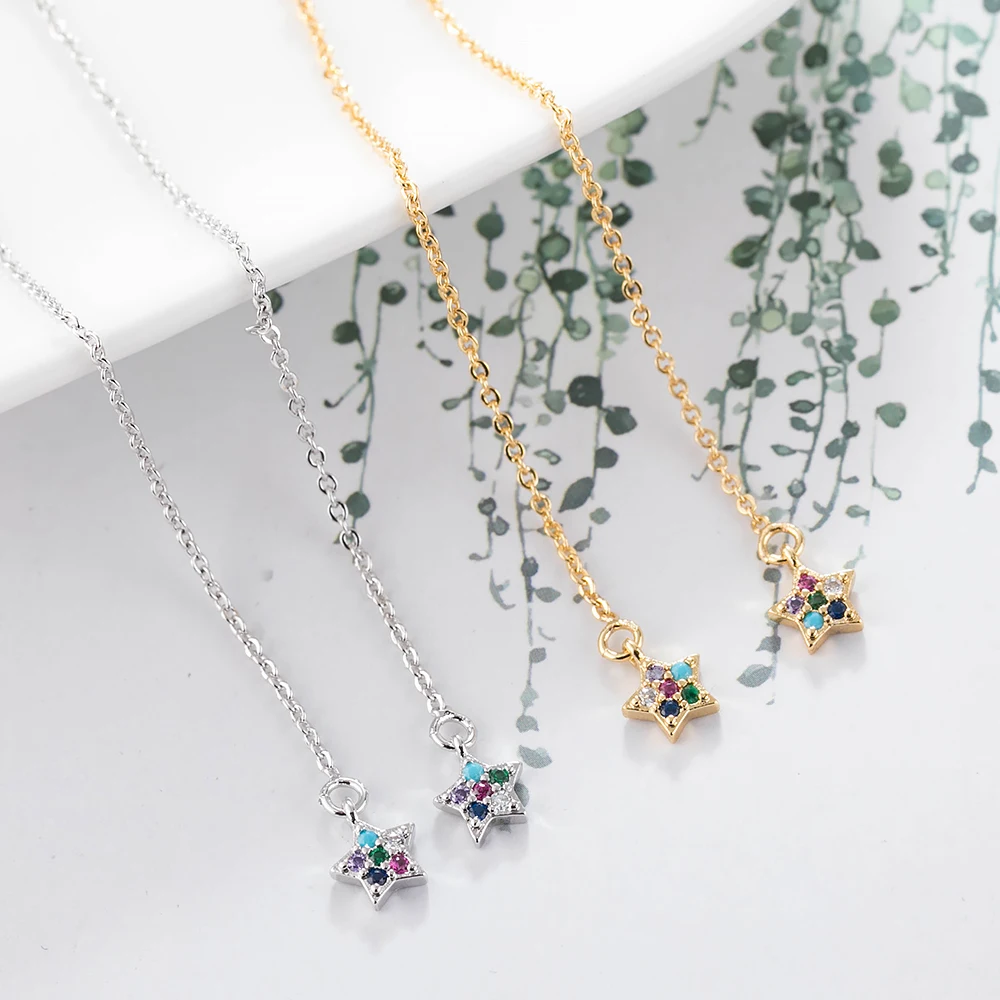 

Stylish simple gold silver star zircon pendant Long Tassel Chain Drop Dangle Earrings jewelry earrings for women