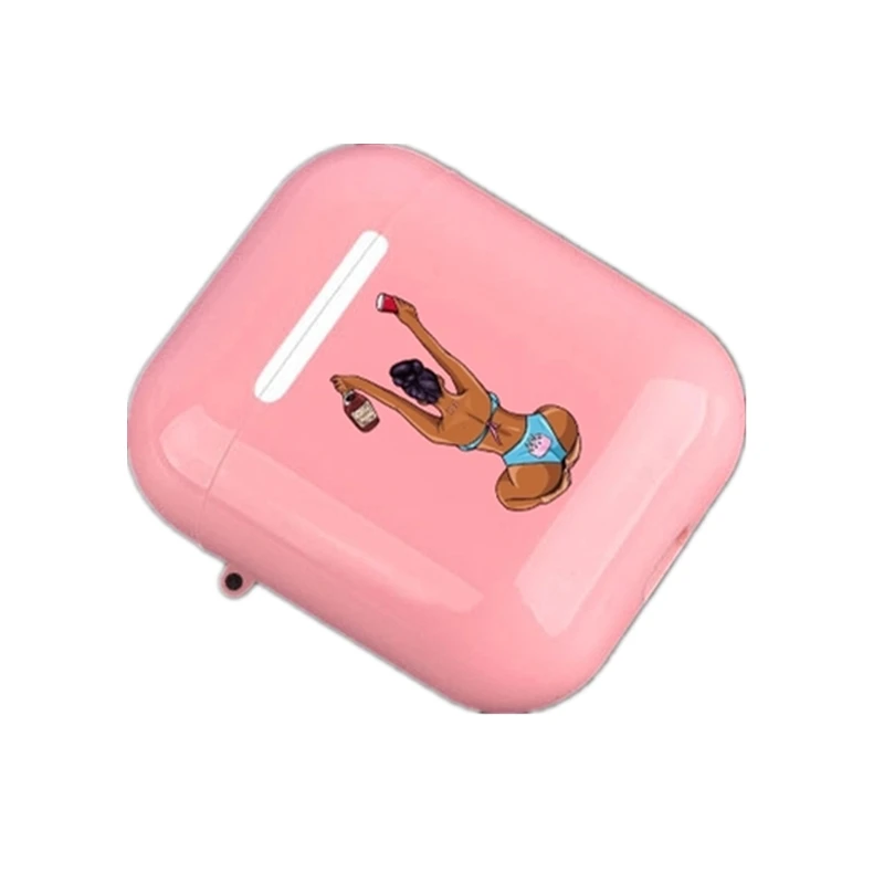 

for airpods 3 pro case color black african girl silicone rubber cover for airpods pro 1 2, for air pod cases girls, Pink
