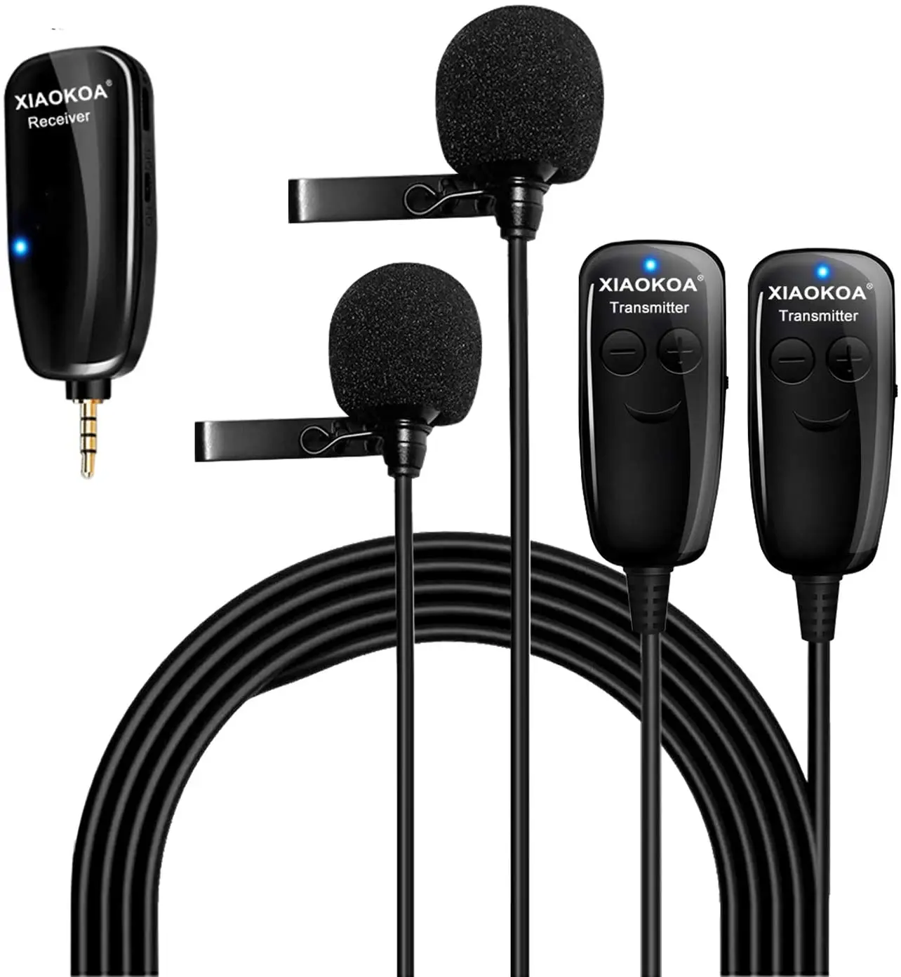 

UHF Wireless Lavalier Microphone Dual Wireless Lapel Mic 2 Wireless Mics & 1 Receiver Professional Omnidirectional Recording